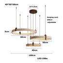 Axyaa Natural White Stone LED Chandelier Wood Deco Fixture