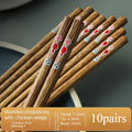 Axyaa Mahogany Wood Chopsticks Set - High-grade, Anti-slip, Anti-mould - 10 Pairs