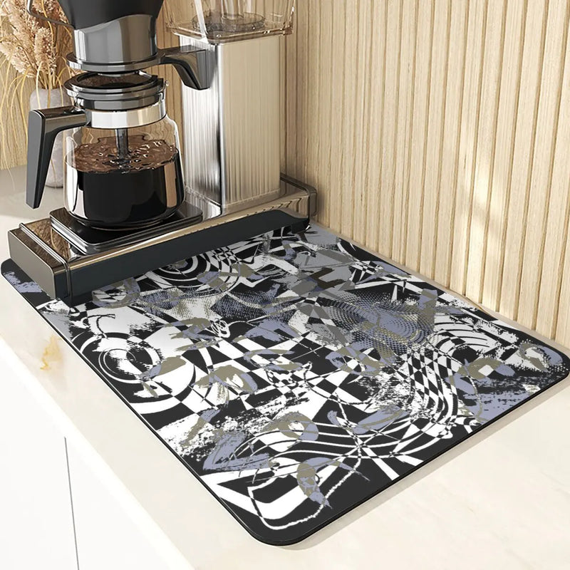 Axyaa Geometric Coasters Set of 4 Black White Dining Table Placemats Mats