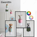 Axyaa Kids Animal Pendant Lamp: Rabbit Lion Cat Ceiling LED Lighting Gift