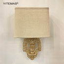 Axyaa Retro Wooden Wall Sconce with Fabric Shade for Bedroom and Living Room