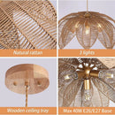 Axyaa Wabi Sabi Rattan Pendant Light - Bohemian Farmhouse 3-Light for Home Décor