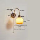 Axyaa Modern LED Wall Lamp Sconce Glass Wood Pull Chain Switch Stair Lights