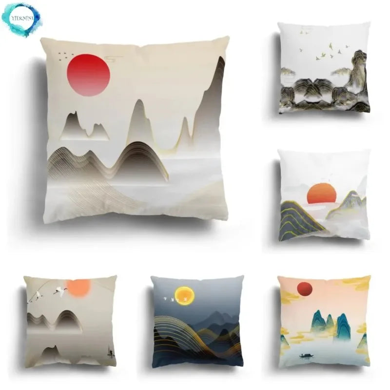 Axyaa Retro Series Ink Painting Pillowcase Collection