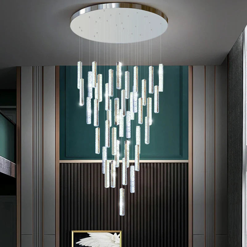 Axyaa Crystal Chandelier: Modern Lighting for Living Room, Dining Table, Cafe, LED Staircase