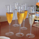 Axyaa 210ml Disposable Clear Plastic Champagne Flutes for Weddings & Parties