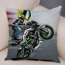 Axyaa Cartoon Motorcycle Polyester Cushion Cover for Home, Car, Sofa - Extreme Sports Theme