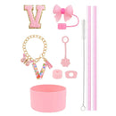 Axyaa 10pcs Tumbler Accessories Set: Straw, Cover, Cap, Boot, Stopper, Keychain, Charm