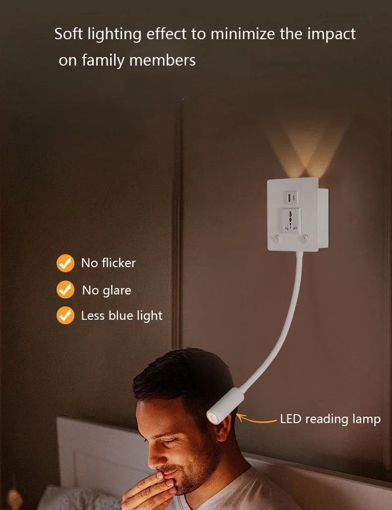 Axyaa Rotatable LED Wall Sconce Lamp with USB Port, Modern Simple Design