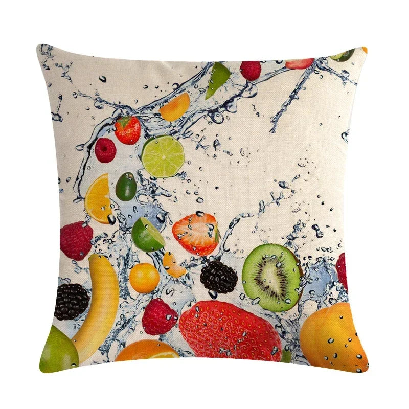 Axyaa Strawberry Kiwi Pattern Linen Pillowcase - 45x45CM