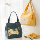 Axyaa Canvas Thermal Lunch Bag for Women & Children: Japanese Style Bento Box Thermo Pouch & Food Container