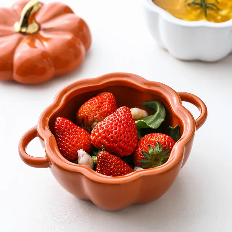 Axya 6.5" Ceramic Pumpkin Bowl - Creative Kitchen Storage for Fruit and Salad