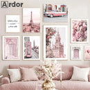 Axyaa Paris Tower Coffee Old Car Canvas Art Nordic Posters Bedroom Wall Decor