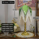 Axyaa Tassel French Floor Lamp Retro Green Patterned Fabric Lampshade Princess Bedroom