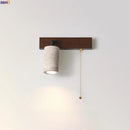 Axyaa Mid Century Modern LED Wall Light Pull Chain Switch Yellow Travertine Bedroom Lamps