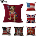 Axyaa Flag Print Dog Design Throw Pillow Cover 45x45cm