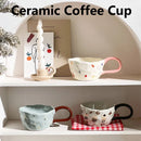 Axyaa Hand-painted Flower Ceramic Coffee Cup - Cute Style Porcelain Mug