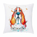 Axyaa Painted Dog Decorative Soft Sofa Bed Pillow Cover in Cartoon Puppy Design