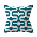 Teal Blue Green Floral Stripe Geometric Pillowcase by Axyaa for Home Decor