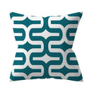 Teal Blue Green Floral Stripe Geometric Pillowcase by Axyaa for Home Decor