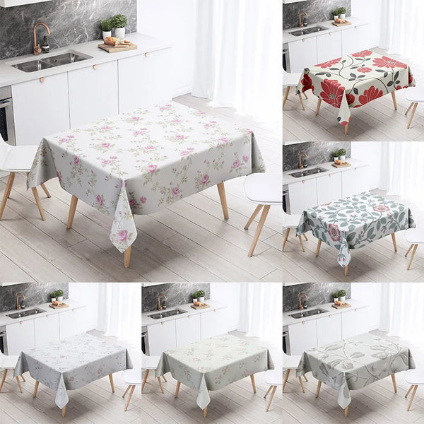 Axyaa Floral Tablecloth: Anti-Stain Waterproof Home Decoration for Kitchen, Fireplace, Countertop