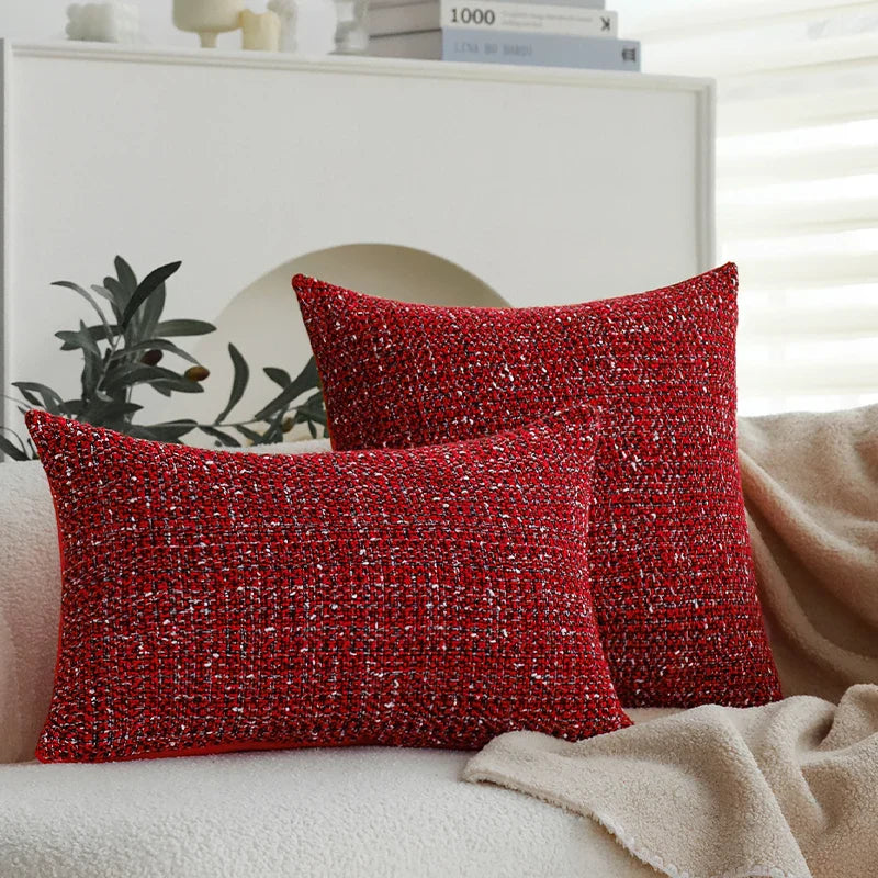 Axyaa Red Knitted Wool Cushion Cover for Christmas Party Home Decor