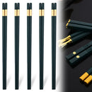 Axyaa Green Alloy Chopsticks Set - Non-Slip Reusable Japanese Chinese Sushi Sticks