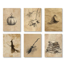 Axyaa Autumn Witch Jack-O-Lantern Canvas Prints for Modern Halloween Home Decor