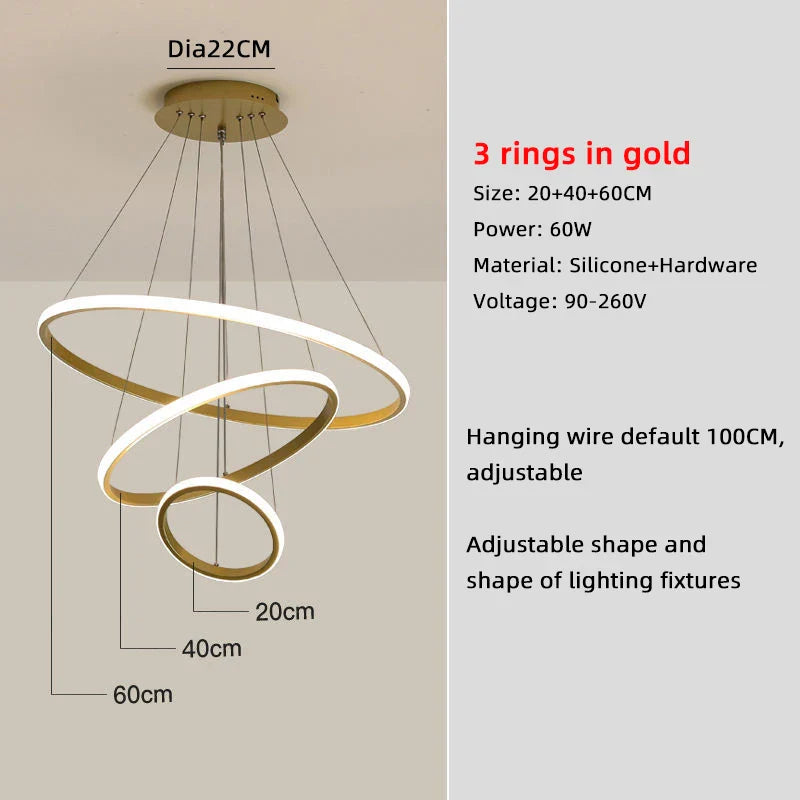 Nordic LED Dining Room Chandelier by Axyaa - Modern Ceiling Pendant for Living Room