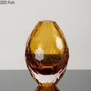 Axyaa Hexagonal Texture Glass Vase - Round Floral Vase for Desk Decoration and Flower Arrangement