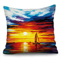 Axyaa Sunflower Starry Sky Oil Painting Polyester Cushion Cover Home Decor Pillowcase