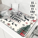 Axyaa Coffee Mat: Christmas Tree Deer Absorbent Draining Dish Drying Mat