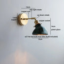 Axyaa LED Glass Wall Lamp Clear Amber Modern Nordic Design E27 Bathroom Light