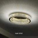 Axyaa Gold Steel Crystal LED Dimmable Ceiling Light for Luxe Living Spaces