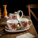 Axyaa Butterfly Love Flower Ceramic Tableware Set with Tea Hospitality Kettle