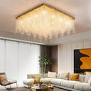 Axyaa Square Crystal Ceiling Light: Luxury Gold Chandelier for Living Room, Bedroom LED Decor