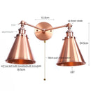 Axyaa Vintage Industrial 2-Head Wall Lights with Pull Chain Switch
