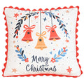 Axyaa Dutch Velvet Christmas Pillow Cover with Ruffles, Red and Green Print