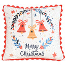 Axyaa Dutch Velvet Christmas Pillow Cover with Ruffles, Red and Green Print