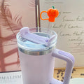 Axyaa Halloween Pumpkin Silicone Straw Cover Cap for Stanley Tumbler Cup