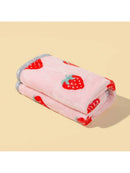 Axyaa Pink Strawberry Plush Pet Blanket for Cats and Dogs