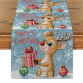 Axyaa Christmas Deer Table Runner for Kitchen Holiday Party Decor