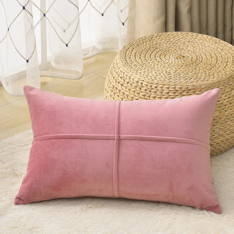 Axyaa Velvet Cross Lumbar Cushion Cover - Cozy Home Decor Pillow Case 30x50cm