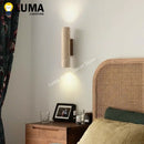 Axyaa Yellow Travertine Stone & Wood Wall Lamp Sconce for Bedroom Living Room