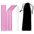 Axyaa Stainless Steel Straws Set with Cleaning Brush - Colorful, Reusable Metal Straws