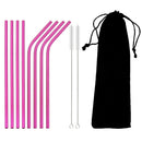 Axyaa Stainless Steel Straws Set with Cleaning Brush - Colorful, Reusable Metal Straws