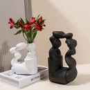 Axyaa Geometric Twisted Abstract Ceramic Vase for Stylish Home Decor
