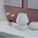 Axyaa Glass LED Mushroom Table Lamp: Korean Ins Style Striped Decor, Cute & Translucent