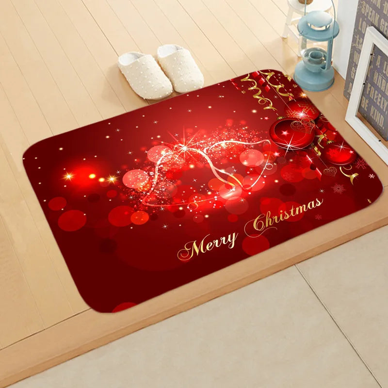 Santa Welcome Mat: Axyaa Christmas Claus Print Carpet for Home Decoration
