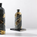 Axyaa Feather Gray Gold Pattern Vase: Chic Porcelain Home Decor Accessory
